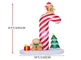 8.2FT Lighted Christmas Inflatable Decoration, Inflatable Giant Candy Cane with Gingerbread Men, 09930053