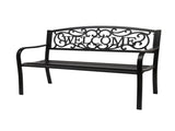50" Outdoor Welcome Backrest Cast Iron Bench 27571420