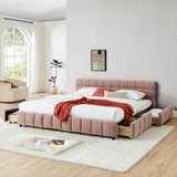King Size Upholstered Bed ,comfortable upholstered bed frame, Chenille fabric, with headboard and W487P235312