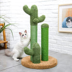 ZUN Cat Scratching Post Cactus Cat Scratcher Featuring with 3 Scratching Poles and Interactive Dangling 58153982