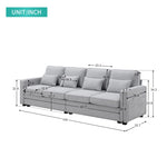 ZUN [New] 104" 4-Seater Modern Linen Fabric Sofa with Armrest Pockets and 4 38107836