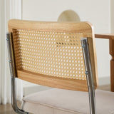 Mid Century Modern Dining Chairs Set of 2, Velvet Accent Chairs with Natural Cane Back & Stainless W1143P168322