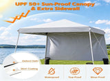 9ft x 9ft Pop Up Canopy Tent with Sidewall, UPF 50 Silver Coated Waterproof Oxford Instant Shelter, 40021628
