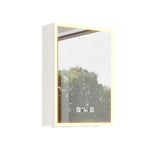 White Particleboard LED Mirror Cabinet , Acrylic Frame, 1 Door, 4 Shelves, with Time & 64671895