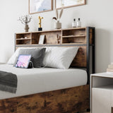 Queen Size Bed Frame with 4 Storage Drawers, Metal Platform Bed with Wooden Headboard and Charging W840134067