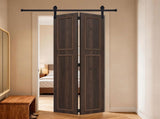 18 series 48in.X78 in. 3/4 inch thickness 2-Panel Walnut Color Finished MDF Bi-fold with Barn T3910P496218