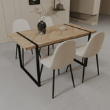 59" MDF light wood table and modern chair set of 4 pieces, medieval wooden kitchen 63846610