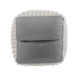 Square Pouf Plush Off-White Corduroy Fabric Upholstery Modern Ottoman, Footstool, Non-Slip Floor B011P251647
