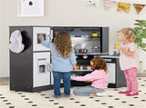 Interactive Kids Play Kitchen with Ice Maker & Chalkboard, Corner Design Pretend Cooking Set with 98686354