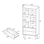 ZUN 3-shelf Engineered Wood Bookcase with 2 Drawers in Antique Pine and Grey B016P164664