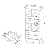 ZUN 3-shelf Engineered Wood Bookcase with 2 Drawers in Antique Pine and Grey B016P164664