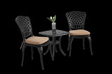 ZUN Bistro Set 3 Piece Rustproof Cast Aluminum Patio Furniture Sets 2 Chairs and 1 Round Table Outdoor, W640P251296