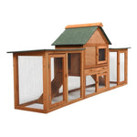 ZUN Large Wooden Rabbit Hutch Indoor and Outdoor Bunny Cage with a Tray and Runs for Small Animals, W2181P155336