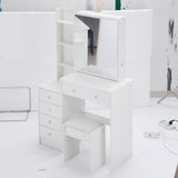 37" Middle Size Left Bedside Cabinet Vanity Table Cushioned Stool, Extra Large Right sliding W3258P293197