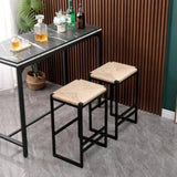 Set of 2 Backless Bar Stools for Kitchen Counter Paper Rope Woven Dining Chairs for Home & Kitchen W1757104743