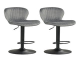 2-Pack Adjustable Height Bar Stools with 360&deg Swivel, Dutch Velvet Upholstered Bar Chai - Gray 69551069