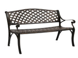 40.5" Outdoor Cast Aluminum Bench With Mesh Backrest Seat Surface 24289313