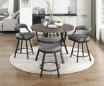 ZUN Brown Wood Finish Round Counter Height Table 1pc Black Metal Frame Rustic Style Dining Kitchen B011P199727