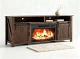 Rotten Wood Finish Fireplace TV Stand, 147.5*39*76cm, Embossed Particle Board with Melamine Foil, 46705287