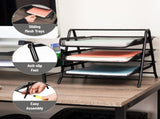 3-Tier Paper Tray, Desktop Organizer, File Storage Metal, 11.5"L x 13.75"W x 10"H, Black 73431755