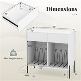 Record Player Storage Stand - Customizable Vinyl Compartments, Built-in Charging Station, Metal Legs 29585110