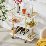 ZUN Painted Three-layer Bar Cart, With Wine Rack And Glass Holder, Suitable for Families And Small 88893934