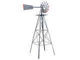 8FT Weather Resistant Yard Garden Windmill Gray & Red 43774607