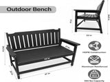 HDPE Outdoor Bench, Weather-Resistant Patio & Porch Bench With Aluminum-Reinforced Frame, 560 Lbs 01185495
