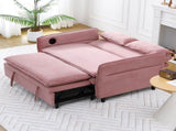 65.74-inch pink letter striped fabric multi-functional sofa bed, suitable for bedrooms and living W3371P311783