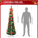 6 FT Fully Decorated Pre-lit Christmas Tree, Pop Up Artificial Xmas Tree with 150 Warm Lights 99978008