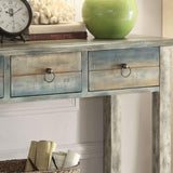 Antique Grey and Teal 3-drawer Console Table B062P189095