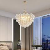 23.6-Inch Gold Pendant Light Chandelier with Threaded Clear Glass Globe Shade Adjustable Height, W1340P251916
