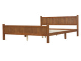 Queen Size Flat Panel Bed with Headboard & Footboard, Minimalist Modern Platform Bed with Wood Grain N733P422480D
