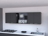 Shelton 59-inch Two Center Glass Doors Wall Cabinet Black Wengue B06280518