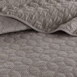 3 Piece Velvet Quilt Set Taupe King/Cal King B03597474