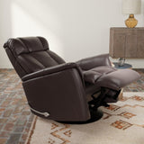 Global Home Swivel Glider Recliner with Manual Adjustable Headrest & Footrest In Faux Leather B339P323104