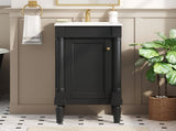 18" French Style Bathroom Cabinet with Storage, Small Space Solution with Ceramic Sink, Adjustable N710P415332B