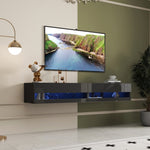 ZUN 180 Wall Mounted Floating 80" TV Stand with 20 Color LEDs and Charging Station W331P225208