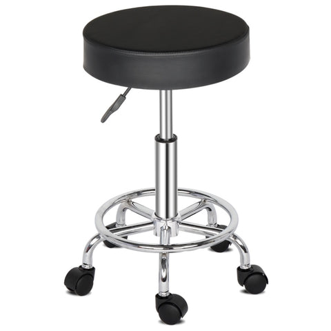 ZUN Round Stool Ha Ha Feet Rotation Bar Stool Black 95449502