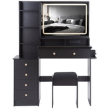 41" Large Size Left Bedside Cabinet Vanity TableCushioned Stool Dresser Set, 2 AC2 USB Power W936P230831