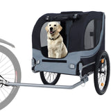 Large Folding Bike Trailer Dogs 120LB Capacity All-Terrain Pet Carrier, Durable Steel Frame W1364P268357