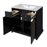 30'' Bathroom Vanity with Ceramic Sink Combo, Solid Wood Frame Bathroom Storage Cabinet, N710P276724B