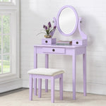 ZUN Makeup Vanity Table and Stool Set, Purple 19486875