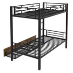 ZUN Metal Bunk Bed With drawers, Twin, Black MF311015AAB