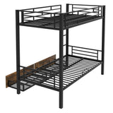 ZUN Metal Bunk Bed With drawers, Twin, Black MF311015AAB