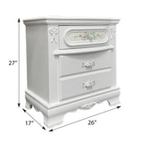 White 2-Drawer Nightstand with Floral Motifs B062P209008
