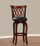 Comfortable Swivel Pub Height Chair 1pc Design Back Dark Cherry Finish Faux Leather Upholstery Solid B011P238917