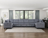 Modern Living Room Furniture 1pc Dark Gray Chair with One Arm, Storage Pouch and Charging Ports B011P206266