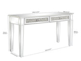 2-Drawer Modern Style Diamond-Embellished Computer Desk MDF Mirrored Entryway Table 42*15*29.92in 03566271