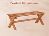 36" Teak Oil Hardwood Backless Garden Bench, 660 LBS Load Capacity 2-Person Outdoor Bench 97856472